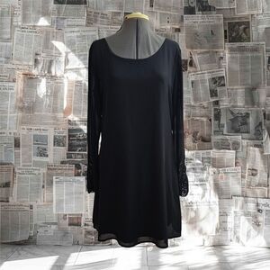 4/$20 Floaty Black Dress With Lace Detail Sleeve